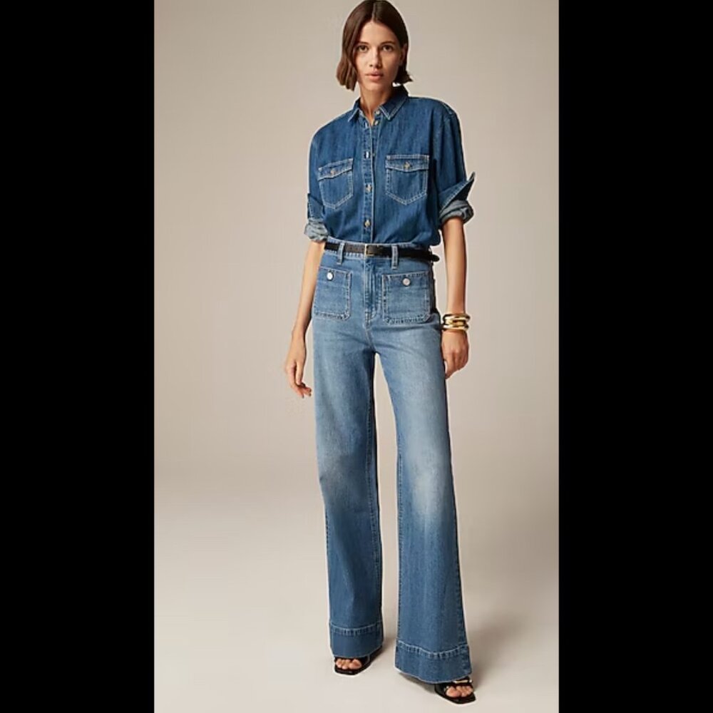 NWT! J. Crew High-rise sailor denim trouser in 1996 semi-stretch Size 27